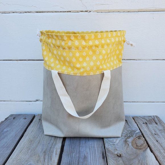 Project Bag for Knitting, Crochet, Yarn Storage and Organization! Medium Yellow - Picture 10 of 11